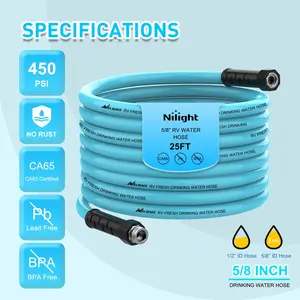 Nilight RV Water Hose 25FT Garden Drinking Hoses with Storage Bag Leakproof Anti-Kink 5/8" Inner Diameter Flexible Lightweight Freshwater Hose for RVs Campers Travel Trailer Boat Car Wash Accessories
