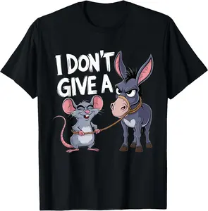 I Don't Give a Rats Donkey Mouse Funny sarcastic animal T-Shirt