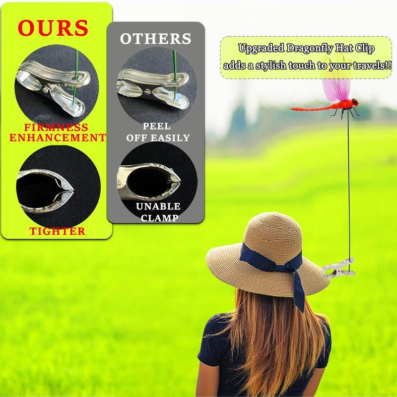 12 pieces of dragonfly insect traps, 3D artificial dragonfly hat traps, dragonfly garden decorations, dragonfly trap insect repellents, bird and fly prevention devices for gardens, terraces, and balconies, Metal Clip Mosquito Repellent Hat Clip，Fishing