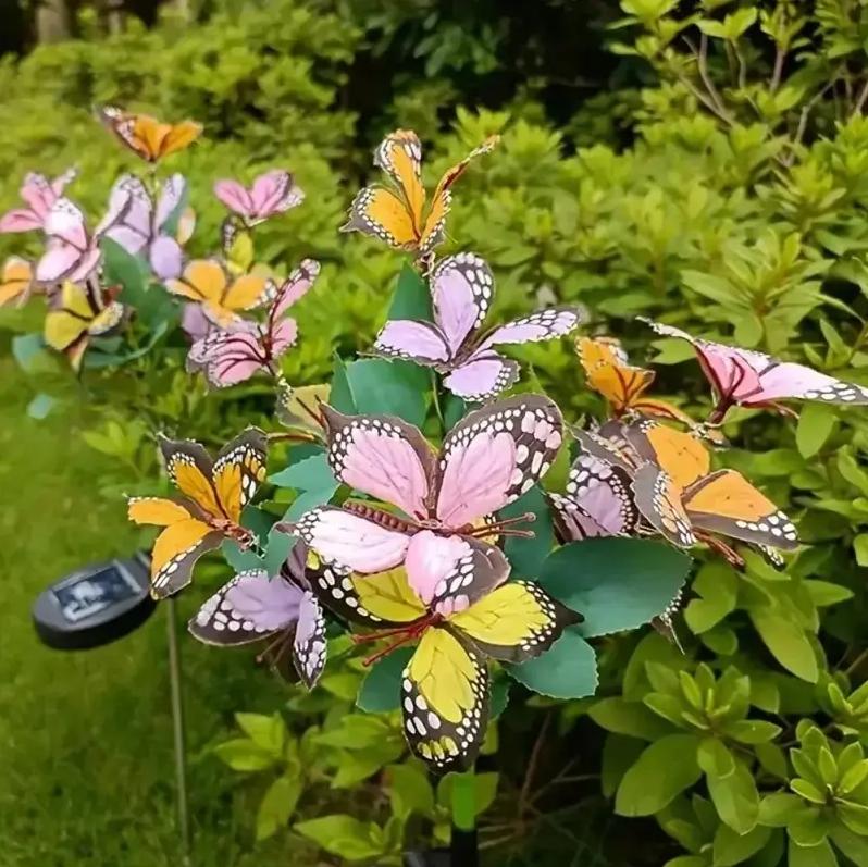 2pcs Solar Garden Butterfly Lights Simulation Flower Butterfly Lawn Light Outdoor Waterproof Lamp For Yard Garden Path Festival Decoration