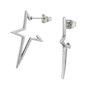 Star shaped circular earrings stainless steel