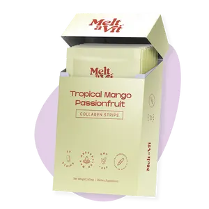 Meltavit Dissolvable Collagen Strips - 100% Daily Nutritional Needs - Tropical Flavor - Fast Absorption - Edible