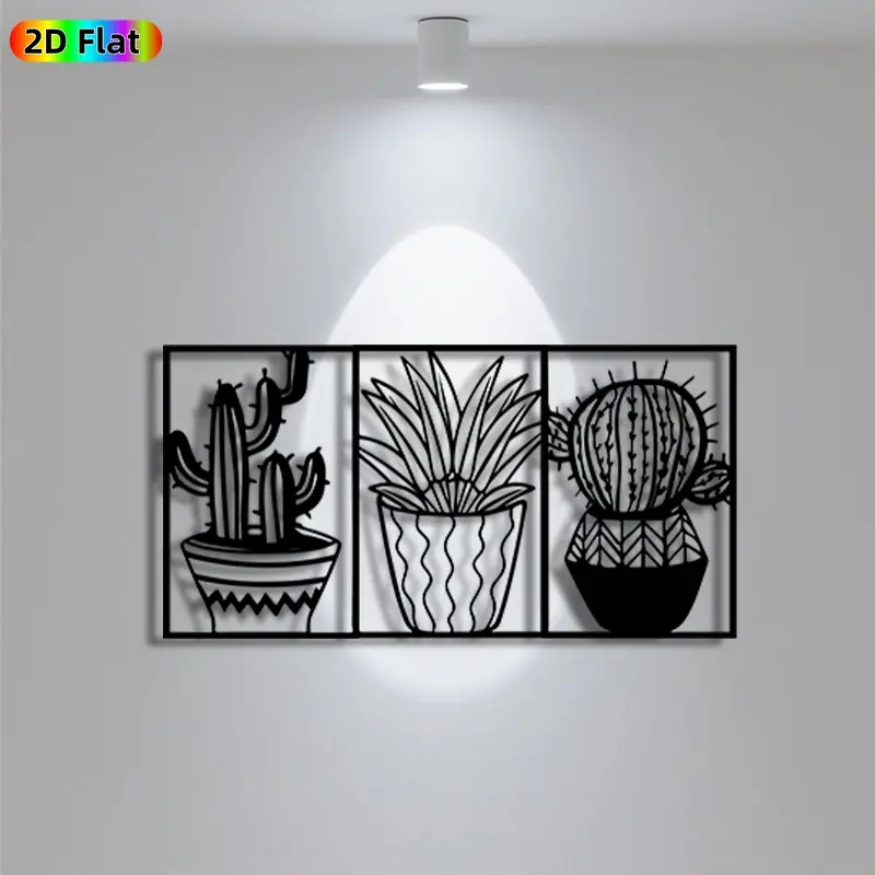 1pc Minimalist Cactus Metal Wall Art, Minimalist Cactus Statue Mural, Iron Craft, Perfect for Living Room, Garden, Indoor/Outdoor Decor, Silhouette Wall Decor, Intricate Craftsmanship, Christmas Decor, Ideal Gift for Nature Lovers