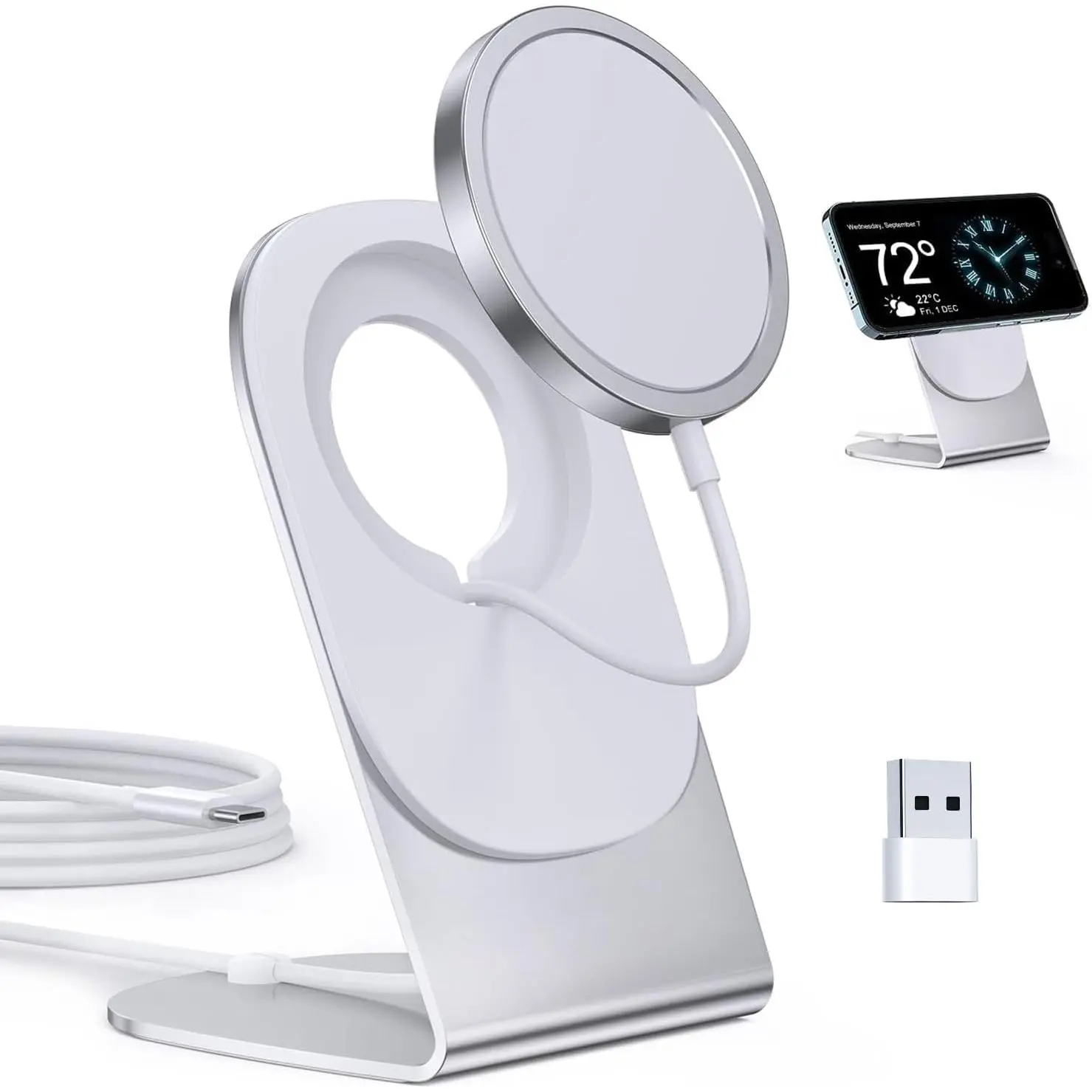 Charger Mag-Safe Charger for  16/15/14/13/12 Series Convertible    Stand/Pad with 5ft  for  and AirPods 2/3/Pro 2/Pro