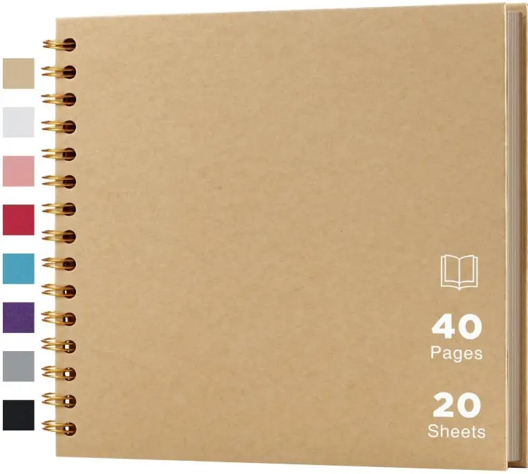 DIY Scrapbook Album 40 Pages Hardcover Kraft Paper Scrap Book Photo Albums Memory Book for Wedding and Anniversary Family (Yellow, 8 Inch)