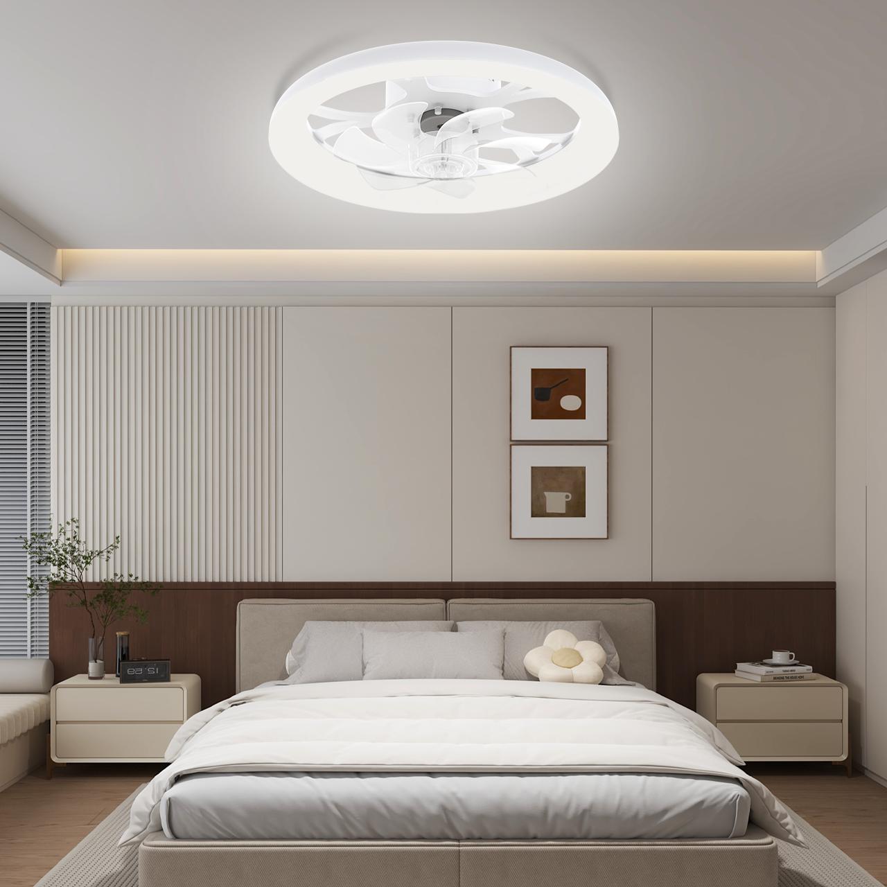 GALENTAL Dimmable Modern LED Fan Light,Ceiling Fan With Light Remote, 3 LED Color Temperature, 6 Speed Noiseless AC Motor, Timer Setting,Adjustable Brightness,White Fandelier Ceiling Fans for Bedroom,Dining room, Living room, Study, Jumpstart newyear