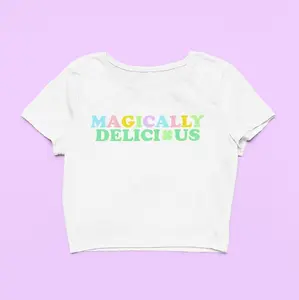 Magically Delicious Cute Clover Fitted Graphic Top Y2K Baby Tee Gift For Girlfriend St Patricks Day Gift For Her Womenswear