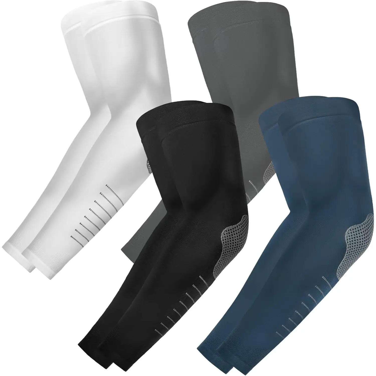 4 Pairs Compression Arm Sleeves Sports Sleeves for Men Women