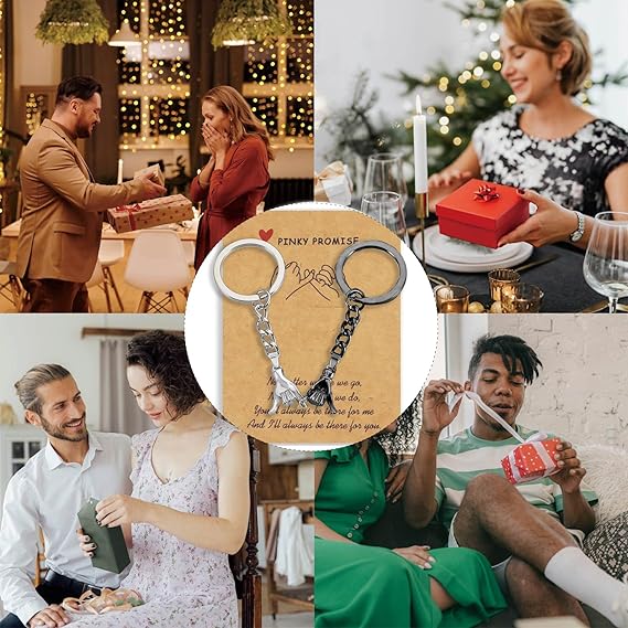 Pinky Promise Matching Keychains for Couples Valentines Day Anniversary Galentines Gifts for Him Her Boyfriend Girlfriend Premium Quality Elegant Design