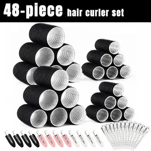 Women's 48PCS Heatless Hair Rollers Kit - No Heat Velcro Self-Grip Rollers with Metal Duckbill Clips, 2 Sizes for Short/Medium/Long Hair, Damage-Free Overnight Bouncy Beach Waves Tool, Ideal Beauty Gift