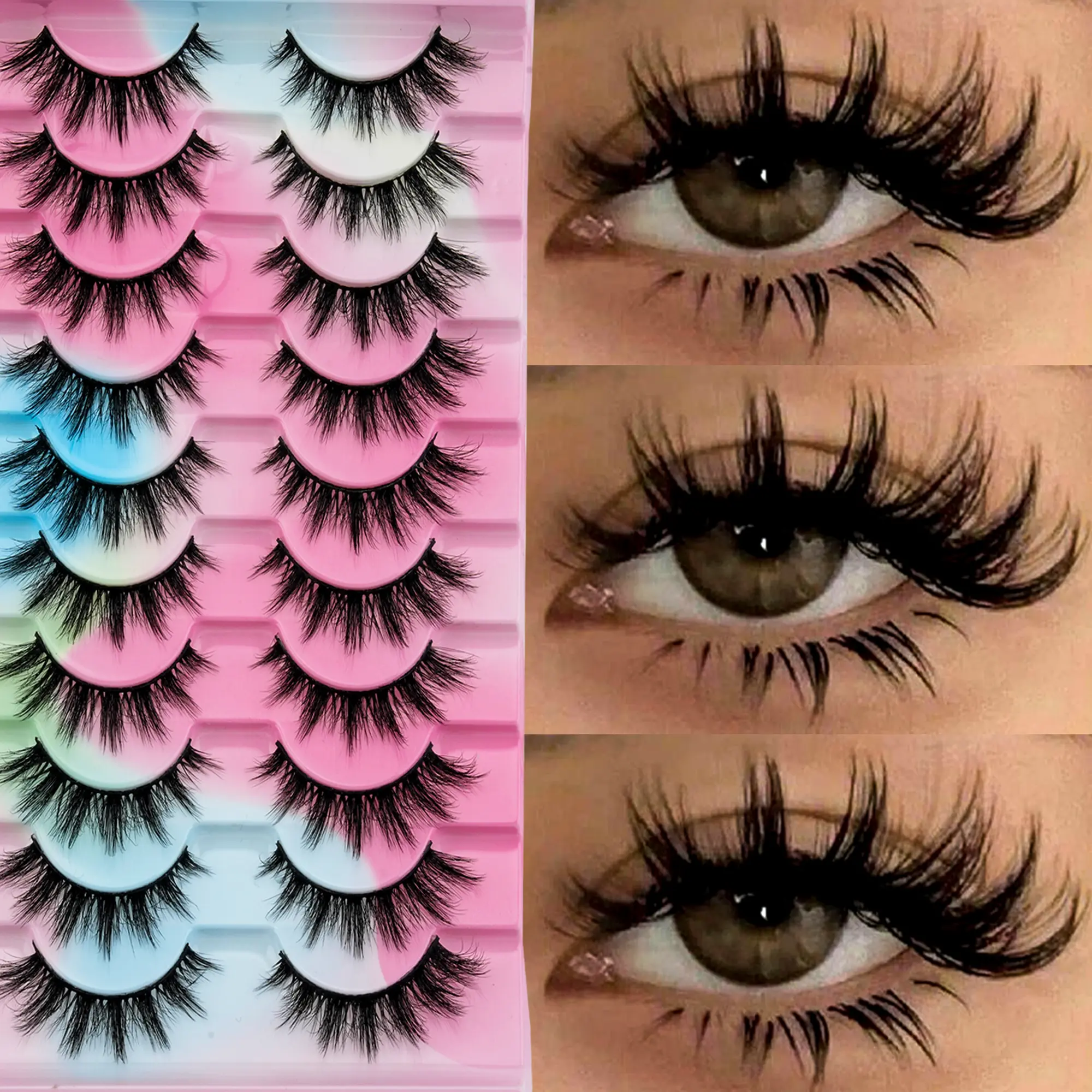 10 Pairs Of Cartoon-style False Eyelashes, Realistic Mink Eyelashes, Cat-eye Eyelashes, Natural Full False Eyelashes, Curled False Eyelash Extensions, Travel Essentials, False Eyelashes, Eyelashes, Simulated Eyelashes