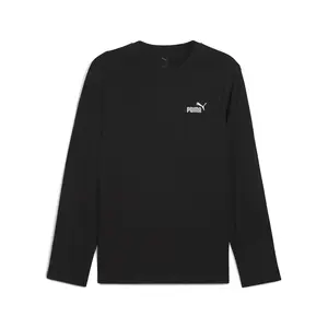 PUMA Mens Essentials Logo Crew Neck Long Sleeve Shirt Casual Tops Casual - Black