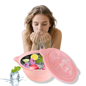 Ice Face Care Bowl with Inner Ice Tray, Foldable Silicone Facial Wash Basin, Suitable for Cold Water Bath, Healing Feeling, Acne Relief