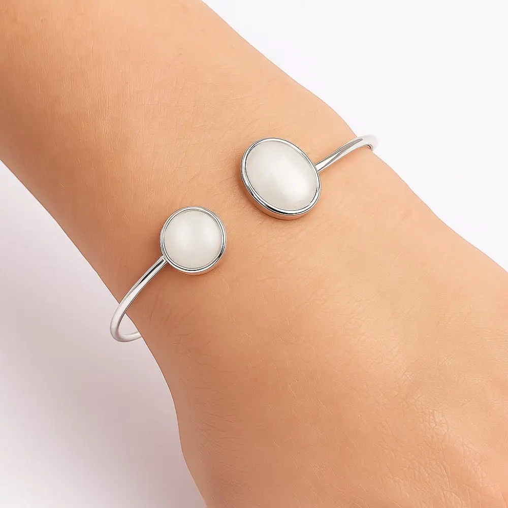 Premium Quality Rainbow Moonstone Cuff Bangle Bracelet B-1004 26-EB10125
