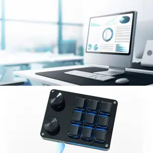 9-key ergonomic mechanical keyboard, with RGB backlight, macro command keys and media controls - USB powered, portable design suitable for home offices and mobile workstations, modern layout, precision engineering, designed for tech enthusiasts