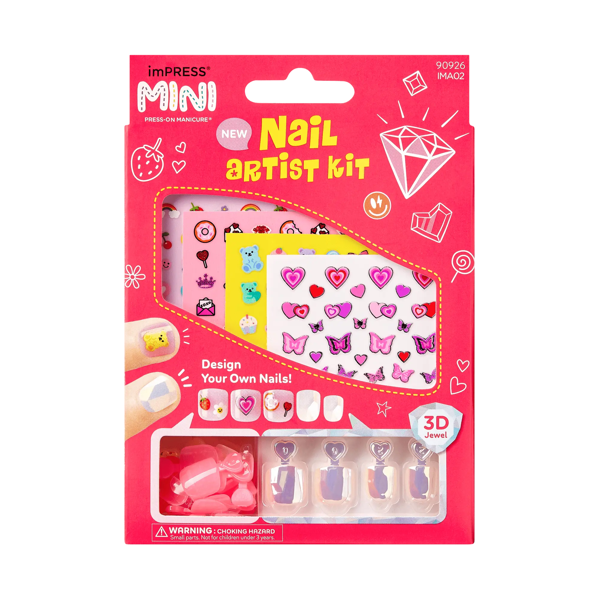 Impress Mini Nail Artist Kit No Glue Fake Press On Nails - Wannabe U | Design, Pink, Kids, Squoval, Manicure Impress Mini Nail Artist Kit No Glue Fake Press On Nails - Wannabe U | Design, Pink, Kids, Squoval, Manicure