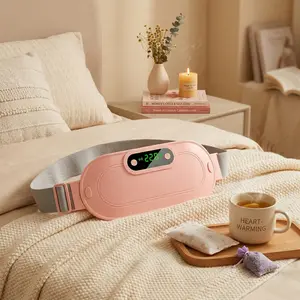 Electric Heating Pad, Portable Cordless Menstrual Heating Pad with 3 Heat Levels and 3 Massage Modes, Fast Large Heating Belly Wrap Belt for Cramps, Back Pain Relief Gifts for Women Girls Her (Pink)