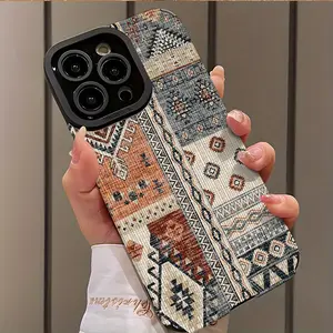 Vintage Patchwork Tablecloth Grid Pattern Design Shockproof Ultra-Thin Protective Case for iPhone 17/16/15/14/13/12/11/plus/pro Max Series Casing