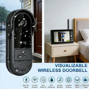 1800mah Large Capacity Wireless Video Doorbell with 10.92 Cm Display, Two-Way Intercom, Night Vision, Full-Screen Security, USB Charging