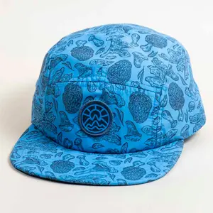 5-Panel Mushroom Hat - Blue & Charcoal