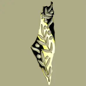 Acrylic Mirror Finish Palestine Map With Olive Branch Cut Out With Adhesive Back