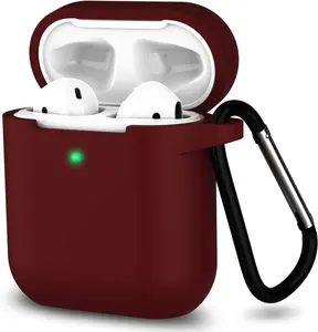 SATLITOG Silicone Case Compatible with Apple Airpods 1&2 Wireless and Wired Charging Case(Front LED Visible),Burgundy