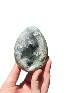 Dreamy Celestite Geode Egg - Natural Crystal Rock Specimen - Healing & Metaphysical Properties