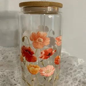 16oz Glass Tumbler Set with Straw & Cleaner – Gift Box Included