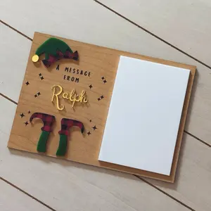 Christmas Elf Message Board Personalized Elf Name Sign Kids Holiday Message Board Acrylic & Wood Christmas Decor Santa Helper Note Board
