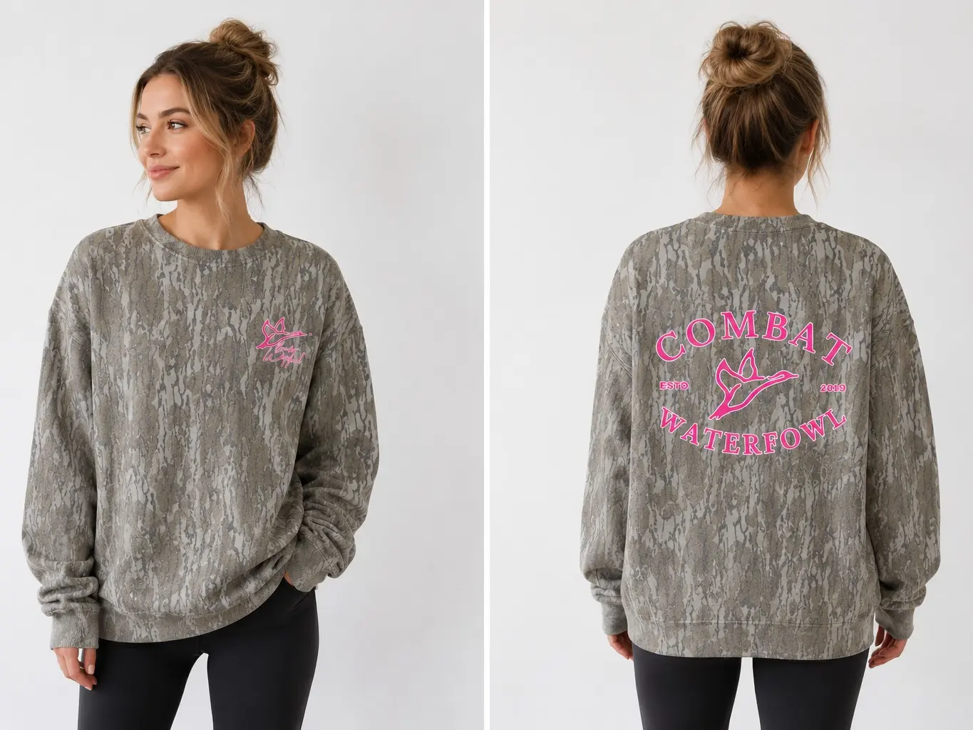 Combat Waterfowl Bottomland Camo Pink Tee For Her , Hunting 3D Sweatshirt, Camo Sweatshirt, Sweatshirt 3D Camo, Style Sweatshirt 3D Camo,Gift for Dad, Gift For him and her ,Size S-5XL