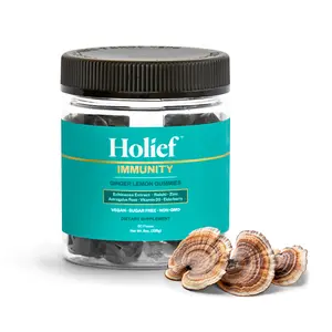 Holief Immunity Gummies - Reishi Mushroom - Adult Support Supplement for Strengthening Natural Defenses - 2 Gummy Serving - Ginger Lemon Flavor Edible Dietary