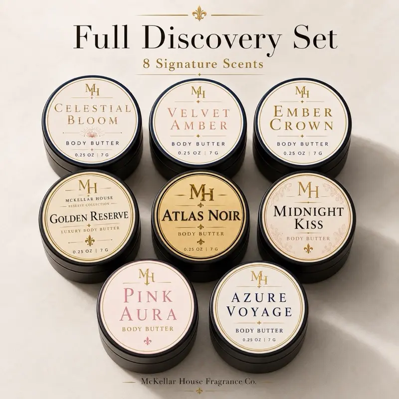 McKellar House Full Discovery Set - 8 Fragrance Body Butter Samples, 0.25 oz Each