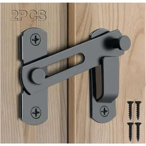 180° Flip Barn Door Lock 2-Pack Secure Easy Slide Latch for Interior Doors Gates Pet Doors & More Black Compact Exquisite Design