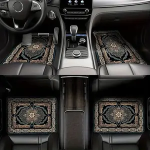 4-Piece Bohemian Print Universal Car Mats, Non-Slip Front and Rear Foot Pads, Cool Interior Decor for Small Cars and Suvs, Car Floor Mats