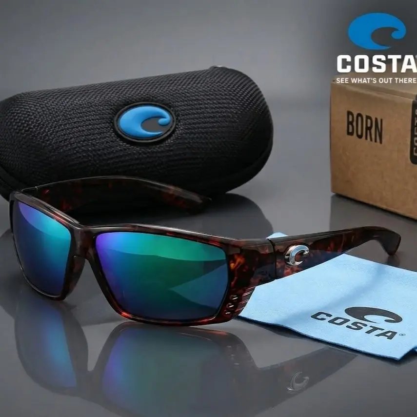 Costa Sunglasses, Tortoise Shell Frame with Blue Green Mirrored Lenses, Classic Outdoor Eyewear for Fishing, Driving and Travel