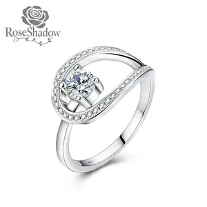 ROSESHADOW Moissanite Rings for Women 0.5 Carat Infinity Eternity Engagement Ring D Color VVS1 Synthetic Moissanite 925 Sterling Silver Christmas gifts