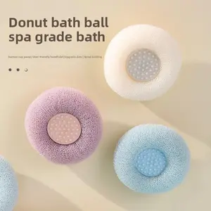 Donut Bath Ball Spa Grade Bath Dual-Use Sunflower Scrubbing & Bubble Maker Large Suction Cup Exfoliating Magic Tool for Relaxing Bath