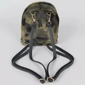 Compact Faux Fur Camo Backpack