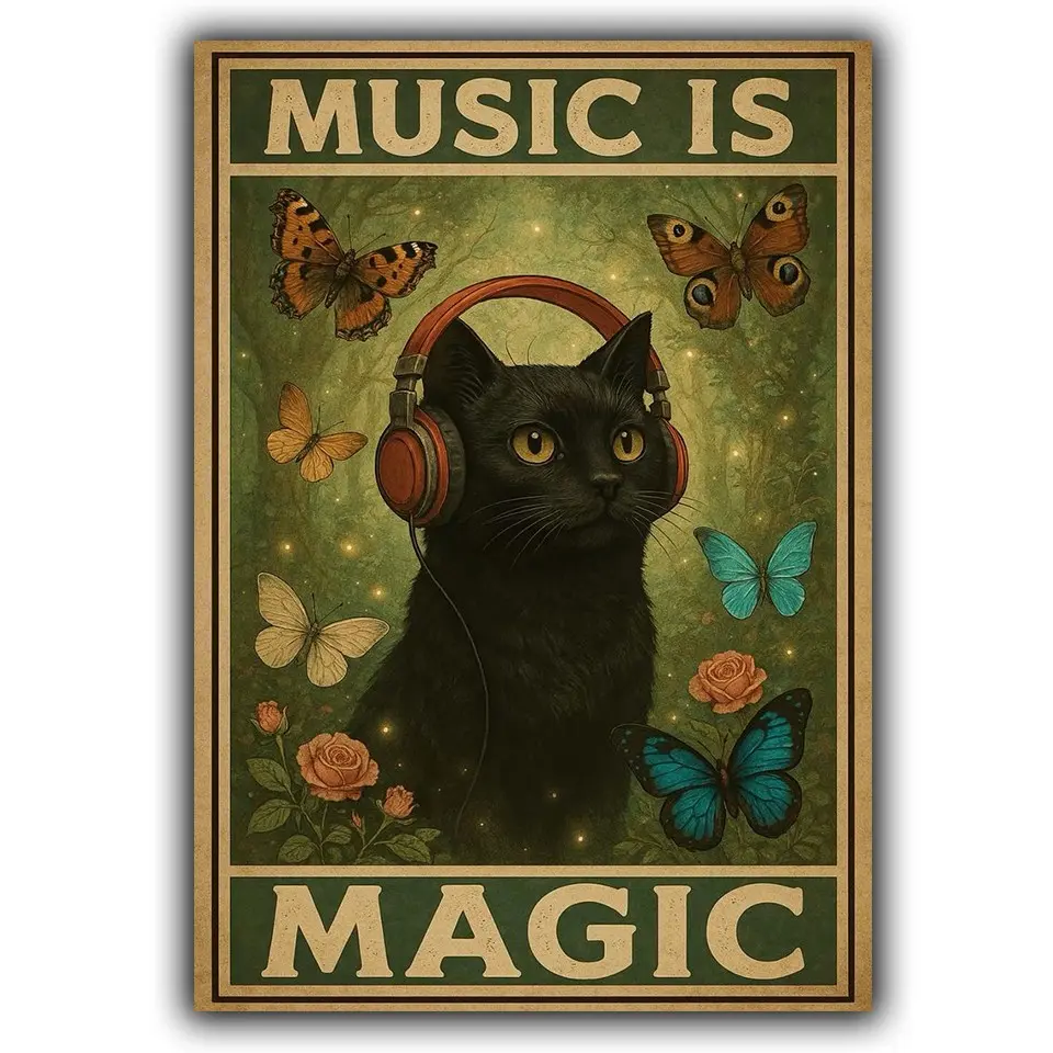 5d Diy Diamond Painting Animal Music Headphones Full Round Cross Stitch Embroidery Cat Diamond Mosaic Art Funny Home Decoration Wall Art Picture Craft Kit Hobby Holiday Christmas Halloween Gift