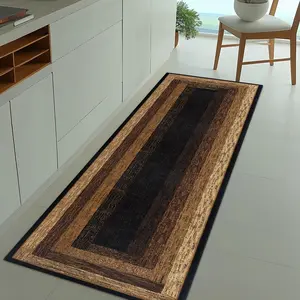 Dark Brown Border Retro Pattern, Fashionable Home Decor Mat for Living Room Sofa Mat Bedroom Mat Outdoor Rugs Hallway Mat Suitable for Shopping Malls Cafes and More Scenes, Soft Non-Shedding