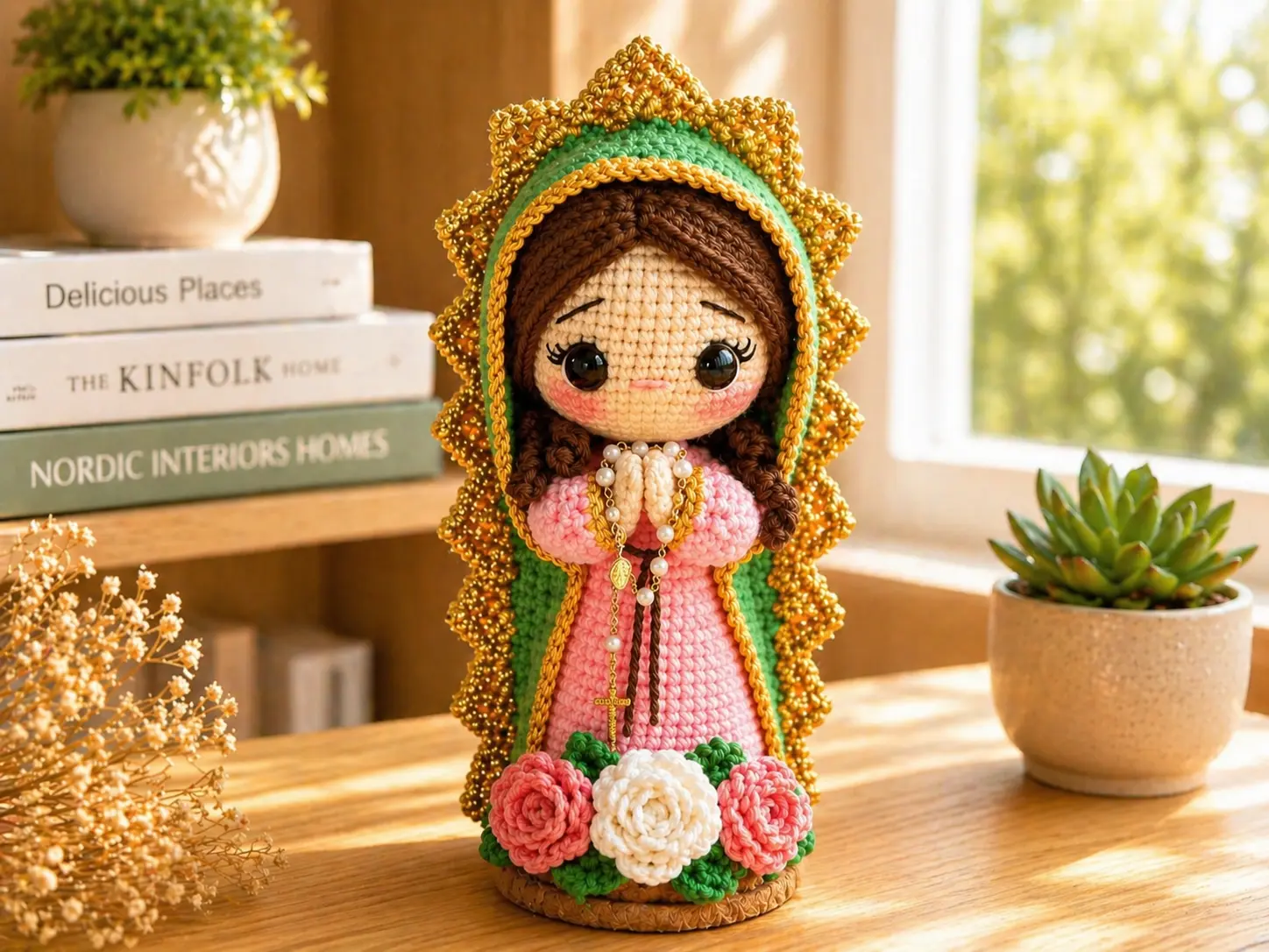 Handmade Virgin Mary Crochet Doll Catholic Religious Home Decor Prayer Room Gift for Women