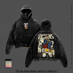 RX-78-2 Gundam Tee Washed – Mobile Suit Gundam Vintage Washed Heavy Cotton Oversized Anime Mecha T-Shirt & Hoodie Double Printed Retro Unisex Streetwear Classic Hero Mobile Suit Edition Must Have for Gundam Lovers