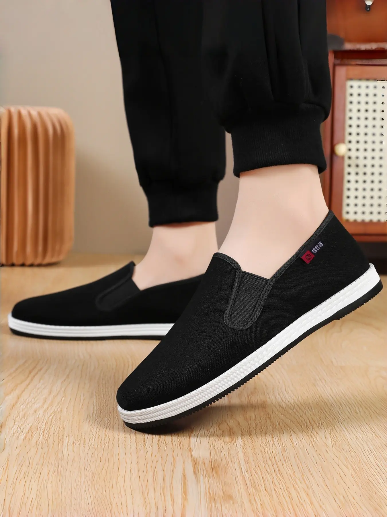 Men's Comfortable Old Beijing Cloth Shoes, Simple Breathable Dad Shoes, Casual Non-Fatigue Sneakers, Lightweight Slip On Walking Footwear, Athletic