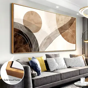 Modern canvas wall art - 20x40-inch wall art - solid wood frame, abstract earth tone circles and curves blend simplicity and artificiality, suitable for enhancing modern living rooms with a subtle and refined feel
