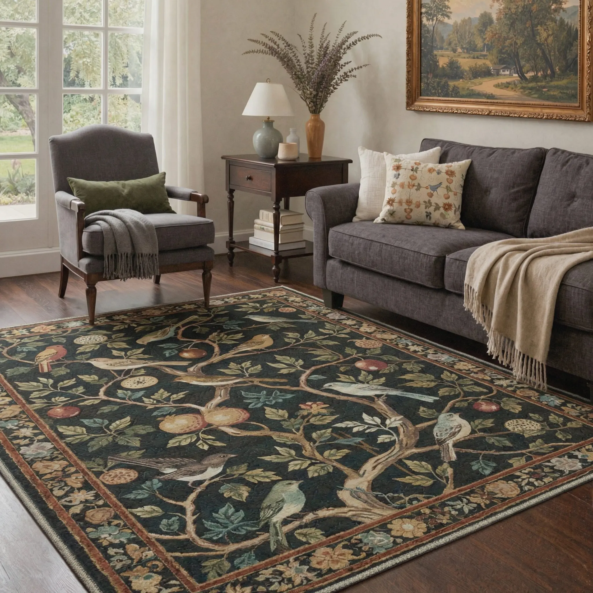 【Deals For You Days】GENIMO Soft Area Rug – Non-Slip, Pet Friendly, Machine Washable Floor Rug, Home Carpet Perfect for Living Room, Bedroom, Kitchen, Hallway Decor ,ARF1316-LEAF