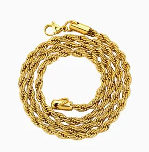 Gold Tone Textured Rope Chain Necklace - Unisex Chain Jewelry Accessory, Classic Costume Piece, Textured Rope Necklaces, Chain Jewelry Necklaces name daily wear filled mexican rva permanent box free kiss ocean inspired men's husband men