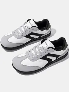 Hobibear Spring Autumn New Leather Casual Shoes Wide Head Lightweight Non-Slip Sports Sneakers for Men and Women Walking Shoes