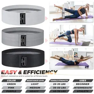 Renoj Fabric Booty Bands Set of 3, Exercise Bands for Leg and Glute Workout, Home Fitness Training