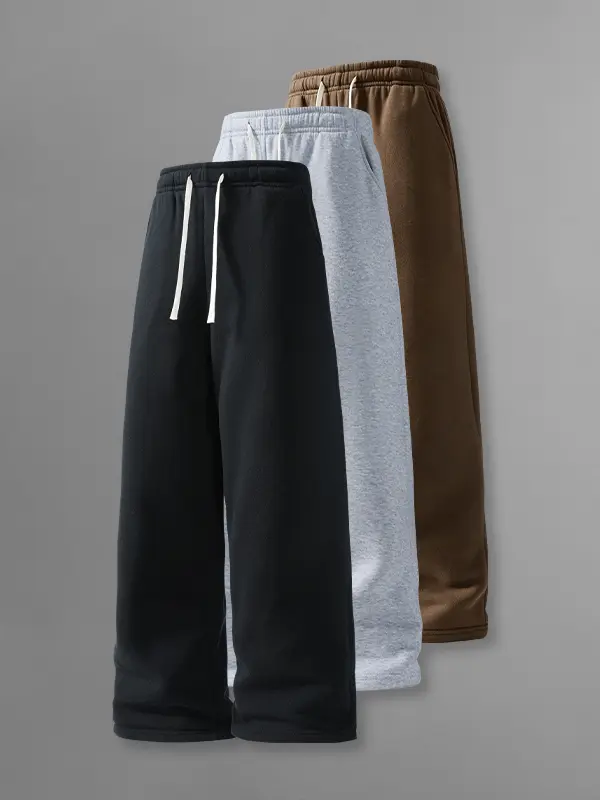 3-pack simple men’s straight-leg pants with no unnecessary decorations; suitable for spring, autumn, and all seasons—ideal for gym training, going out, leisure activities, descending stairs, trash disposal, and everyday wear.