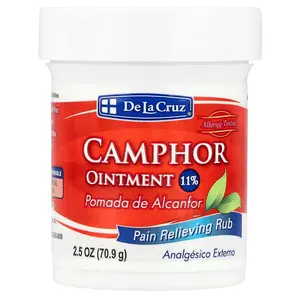 De La Cruz Camphor Ointment 11%, Pain Relieving Rub, 2.5 oz (70.9 g)